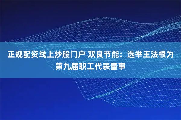 正規(guī)配資線(xiàn)上炒股門(mén)戶(hù) 雙良節(jié)能：選舉王法根為第九屆職工代表董事